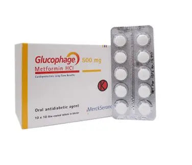 Glucophage Metformin Hydrochloride Tablets- 500mg- 10 Tab