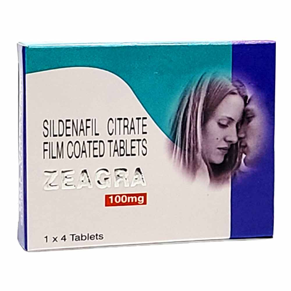 Zeagra 100mg Sidenafil Tablets 1 Blister of 4 pills