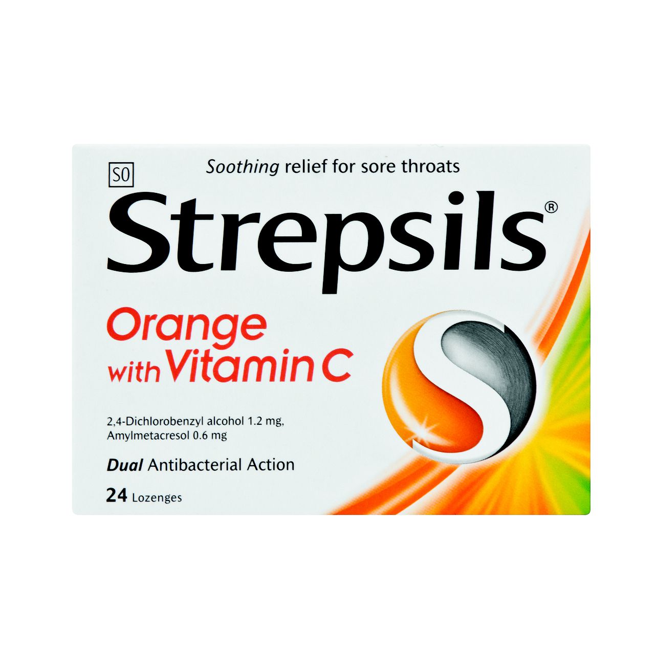 Strepsils Orange With Vitamin C- Sore Throat- 24 Lozenges