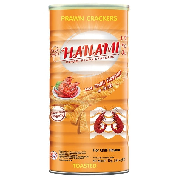 Hanami Prawn Cracker- Hot Chilly Flavor-110g- Metal Box